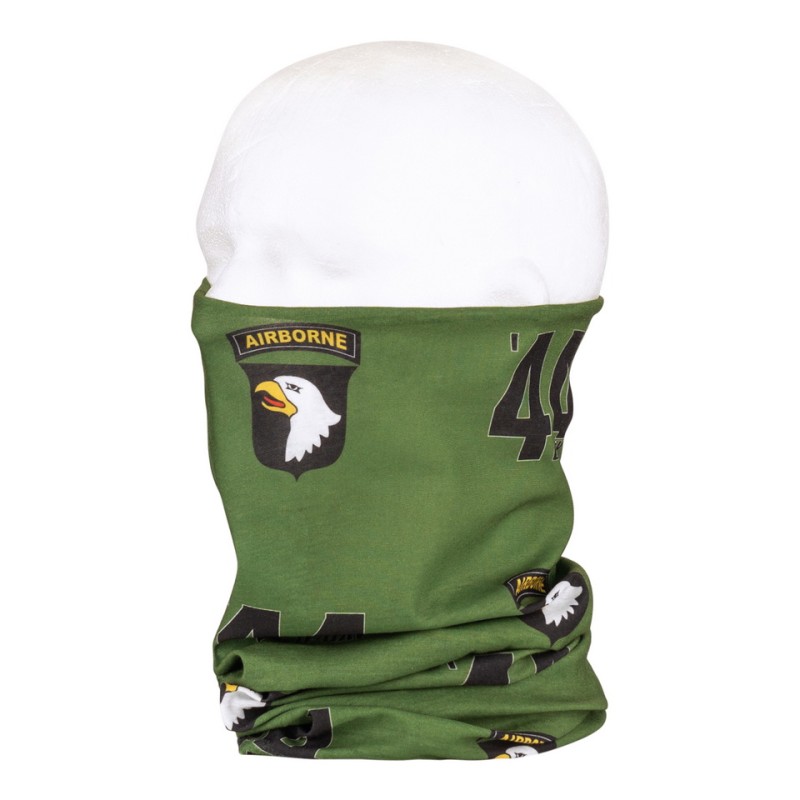Groene wrap D-day screaming eagles met airborne tekst erop een adelaar en '44 van het merk coolmax