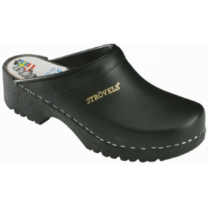 Zwarte klomp 303 met open hak van het merk strovel