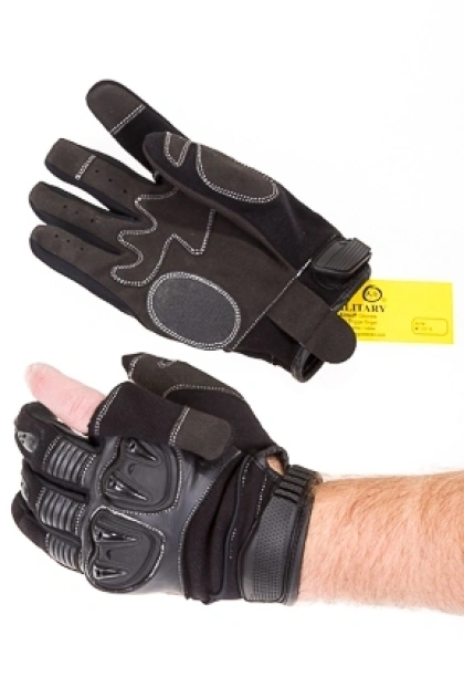 Zwarte tactical airsoft handschoenen met flexibele trigger-finger