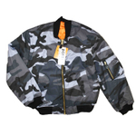 Urban camouflage ma-1 bomber jack met oranje binnenkant