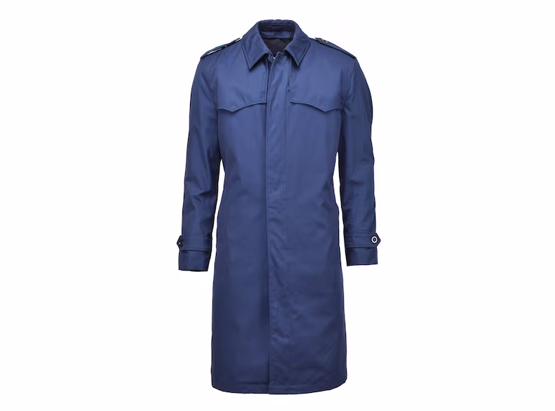 Militaire trench coat blauw
