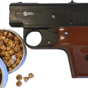 Zwarte 6millimeter starters pistool met patronen van het merk target sports
